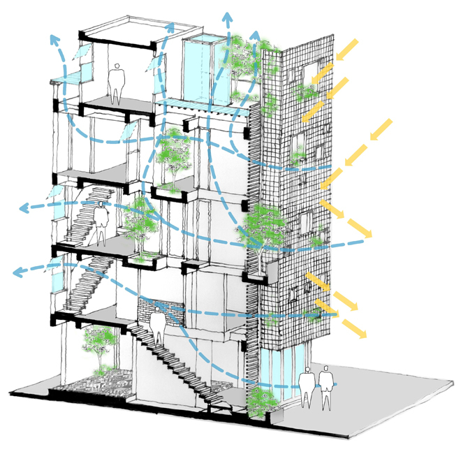 Nhà ống 48 m2 kín nhưng thoáng gió ở Sài Gòn nhờ mặt tiền gạch lỗ